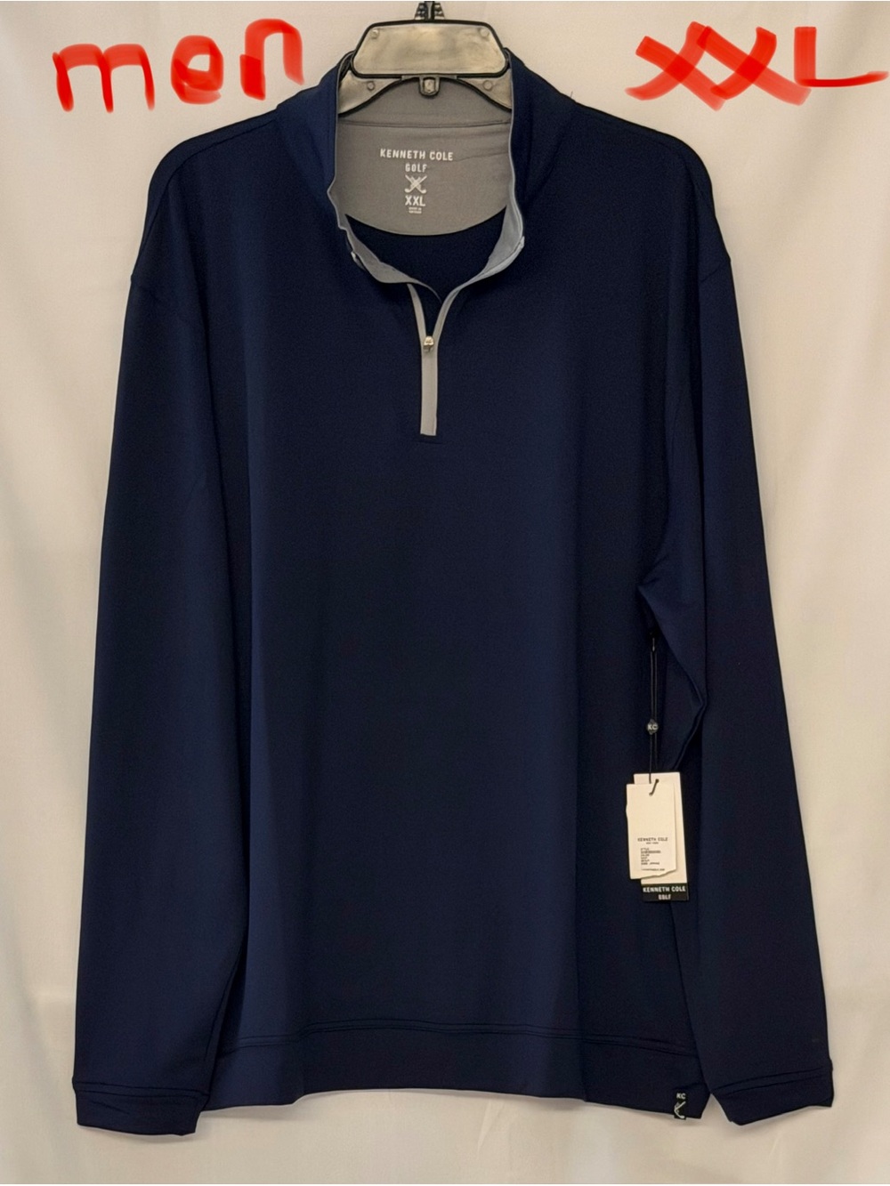 Kenneth Cole Navy Men's Quarter-Zip Pullover with Gray Trim